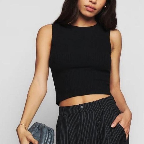 REFORMATION Daxton Knit Tank In Black - Picture 5 of 8